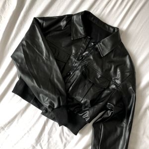 Faux black leather jacket